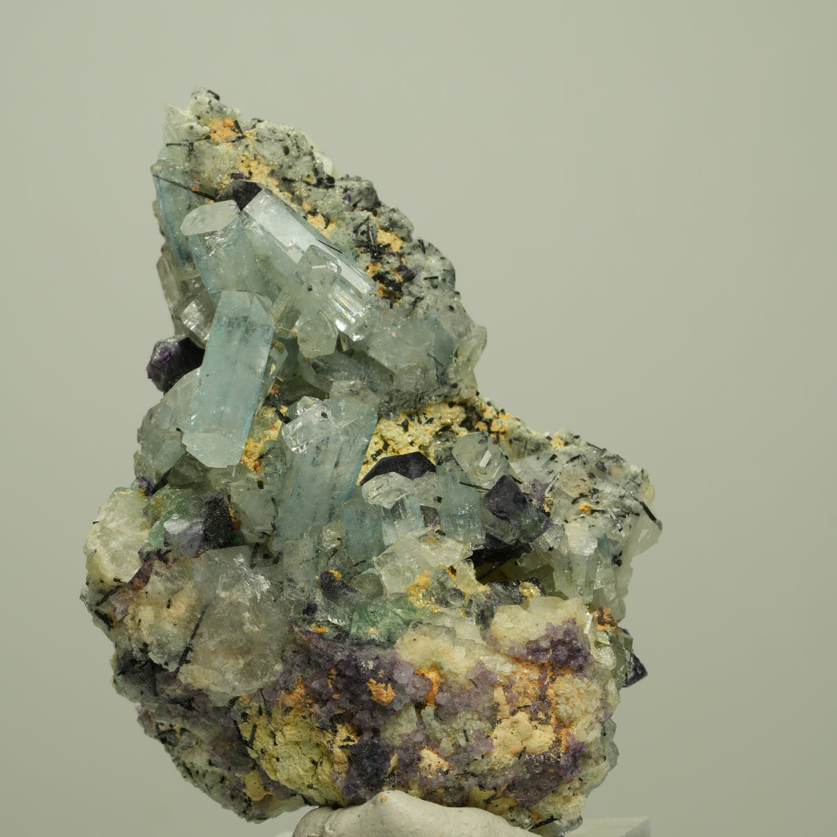 Aquamarin, Fluorit, Schörl Turmalin, Orthoklas Stufe Erongo, Namibia 64*42*33mm #14960