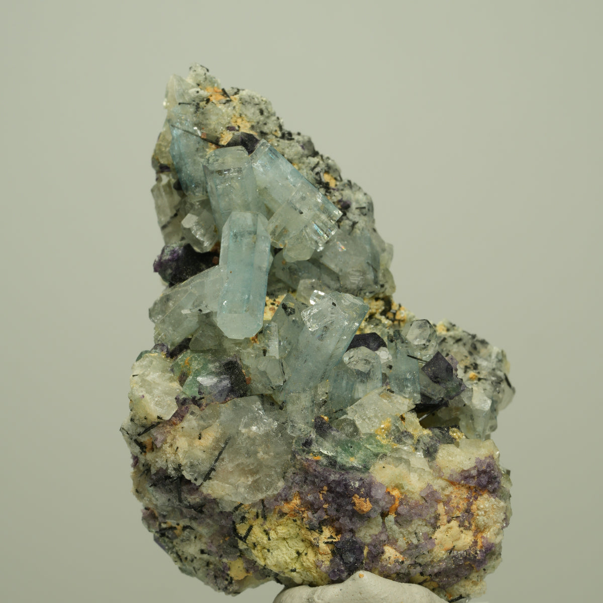 Aquamarin, Fluorit, Schörl Turmalin, Orthoklas Stufe Erongo, Namibia 64*42*33mm #14960