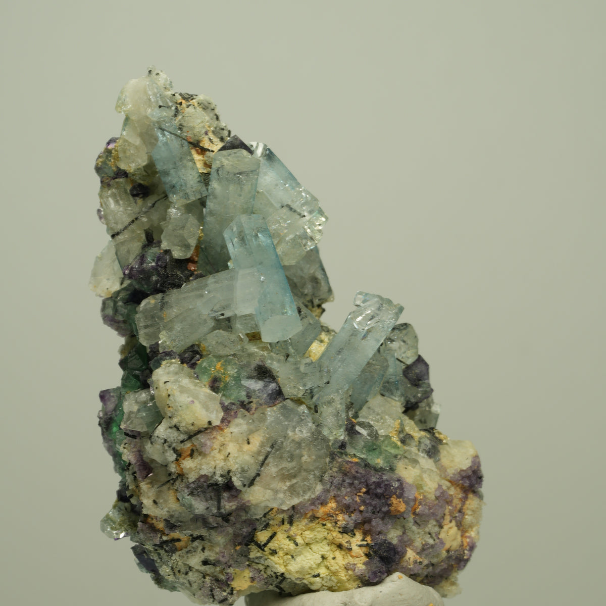 Aquamarin, Fluorit, Schörl Turmalin, Orthoklas Stufe Erongo, Namibia 64*42*33mm #14960