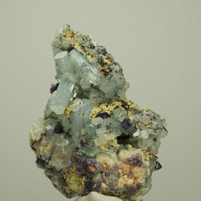 Aquamarin, Fluorit, Schörl Turmalin, Orthoklas Stufe Erongo, Namibia 64*42*33mm #14960