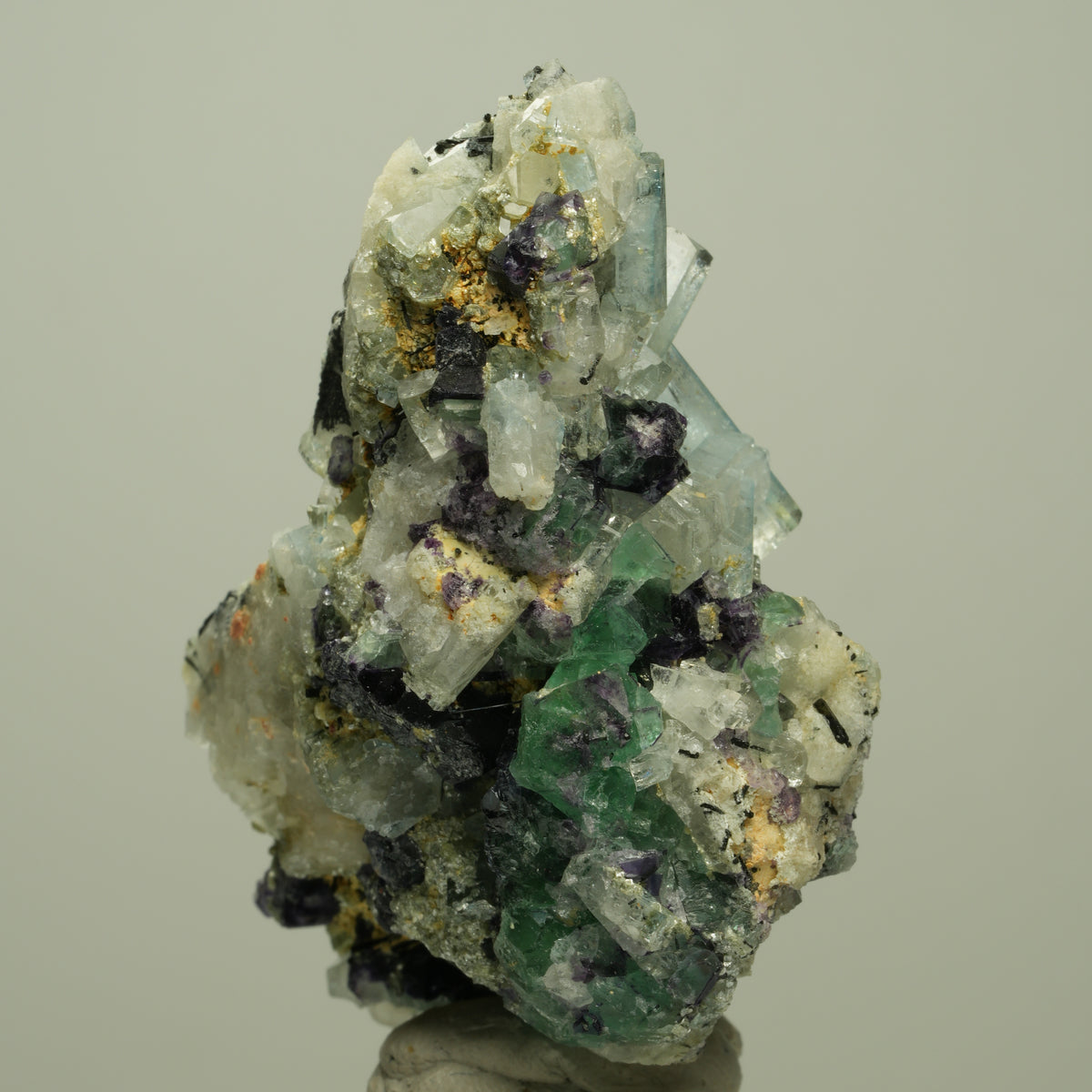 Aquamarin, Fluorit, Schörl Turmalin, Orthoklas Stufe Erongo, Namibia 64*42*33mm #14960