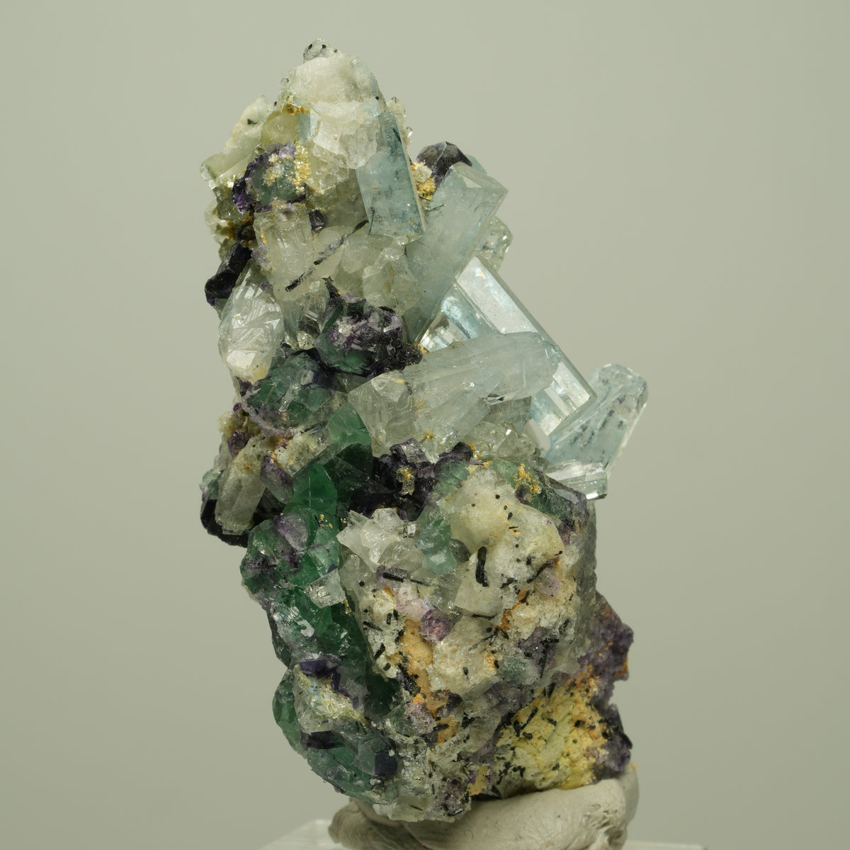 Aquamarin, Fluorit, Schörl Turmalin, Orthoklas Stufe Erongo, Namibia 64*42*33mm #14960