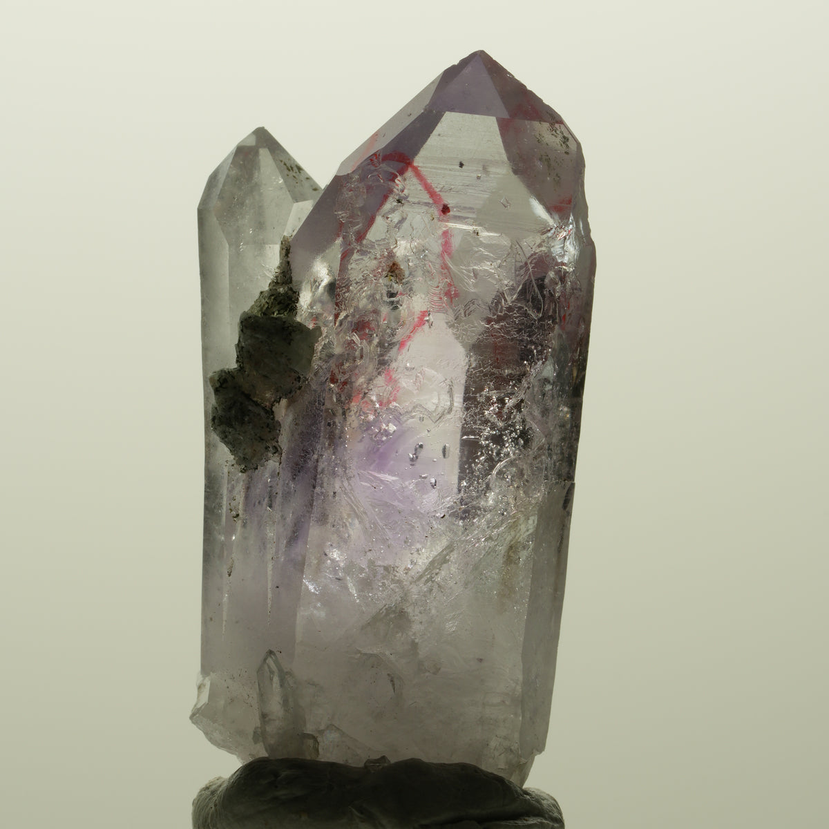 Enhydro Skelett Phantom Amethyst mit Prehnit, 1x Blase Streep Mine, Namibia 40*19*15mm #14993