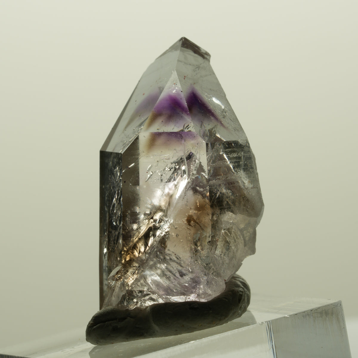 Harlekin Lemurian Phantom Amethyst Spitze Streep Mine, Goboboseb, Namibia 32*15*15mm #14994