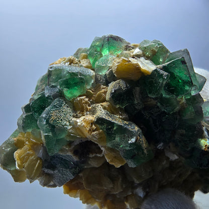 Cube de fluorite fantôme zonal, spécimen de muscovite, Erongo, Namibie, 75 x 49 x 41 mm 