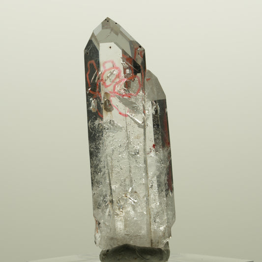 Enhydro Skelett Phantom Rauchquarz mit Hämatit, 4x Blase Streep Mine, Namibia 45*15*10mm #15017