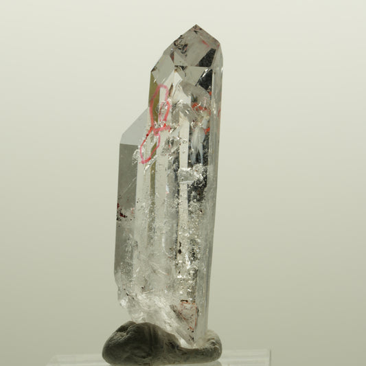 Enhydro Skelett Phantom Rauchquarz mit Hämatit, 4x Blase Streep Mine, Namibia 45*15*10mm #15017