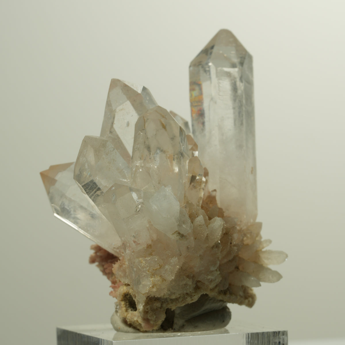 Klare Rauchquarz Skelett Spitzen auf Matrix Goboboseb, Namibia 54*43*31mm #15023