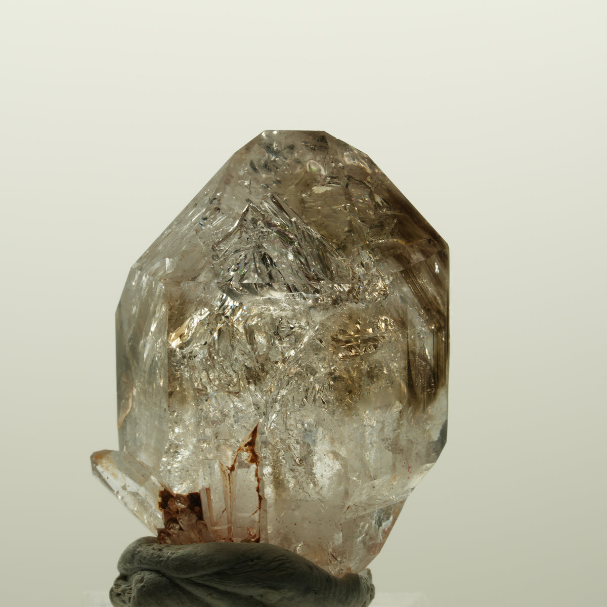 Skelett Fenster Phantom Rauchquarz Zepter Spitze Goboboseb, Namibia 41*31*24mm #15027