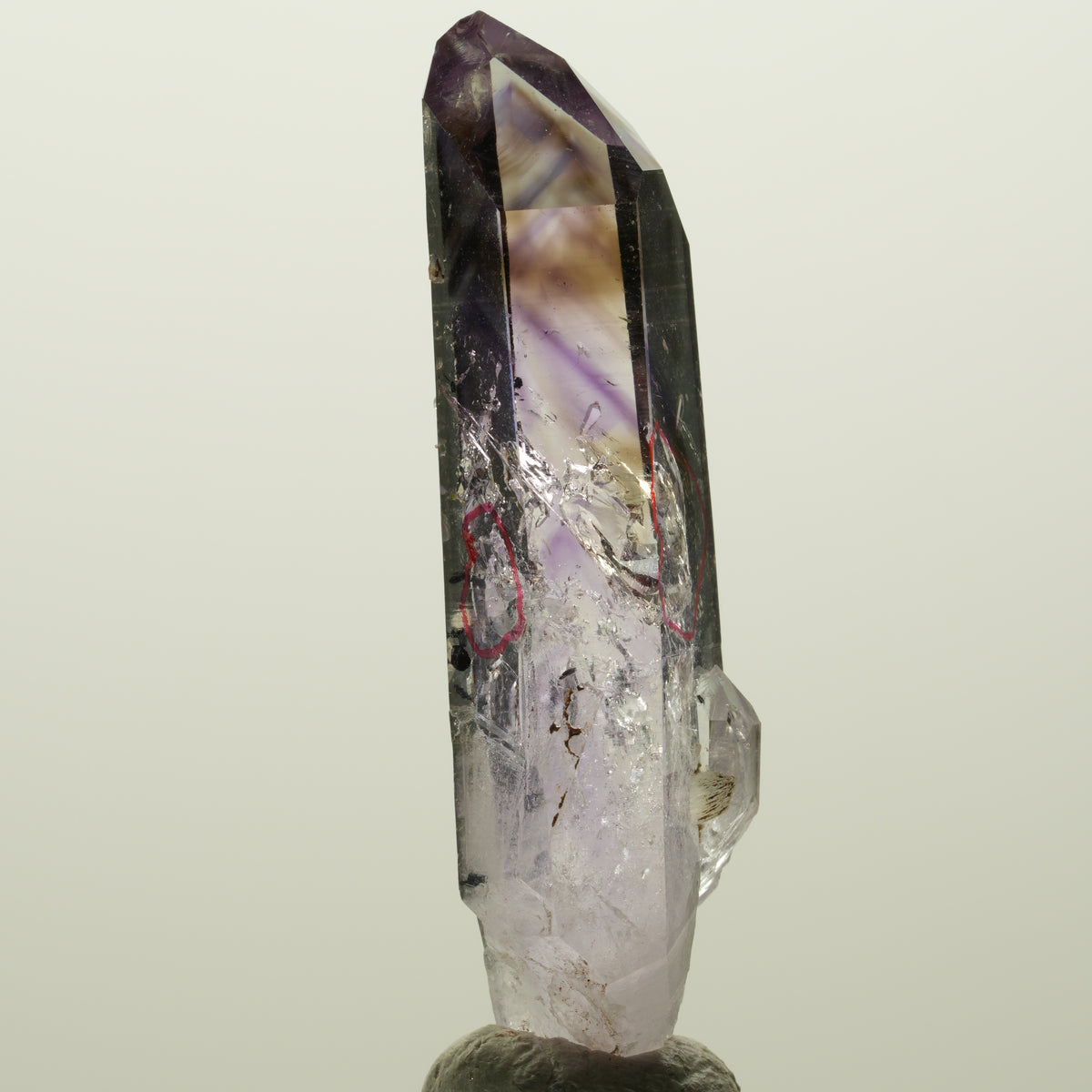 Enhydro Harlekin Phantom Amethyst, Analcim Prehnit 3x Blase Streep Mine Namibia 56*16*14mm #15035