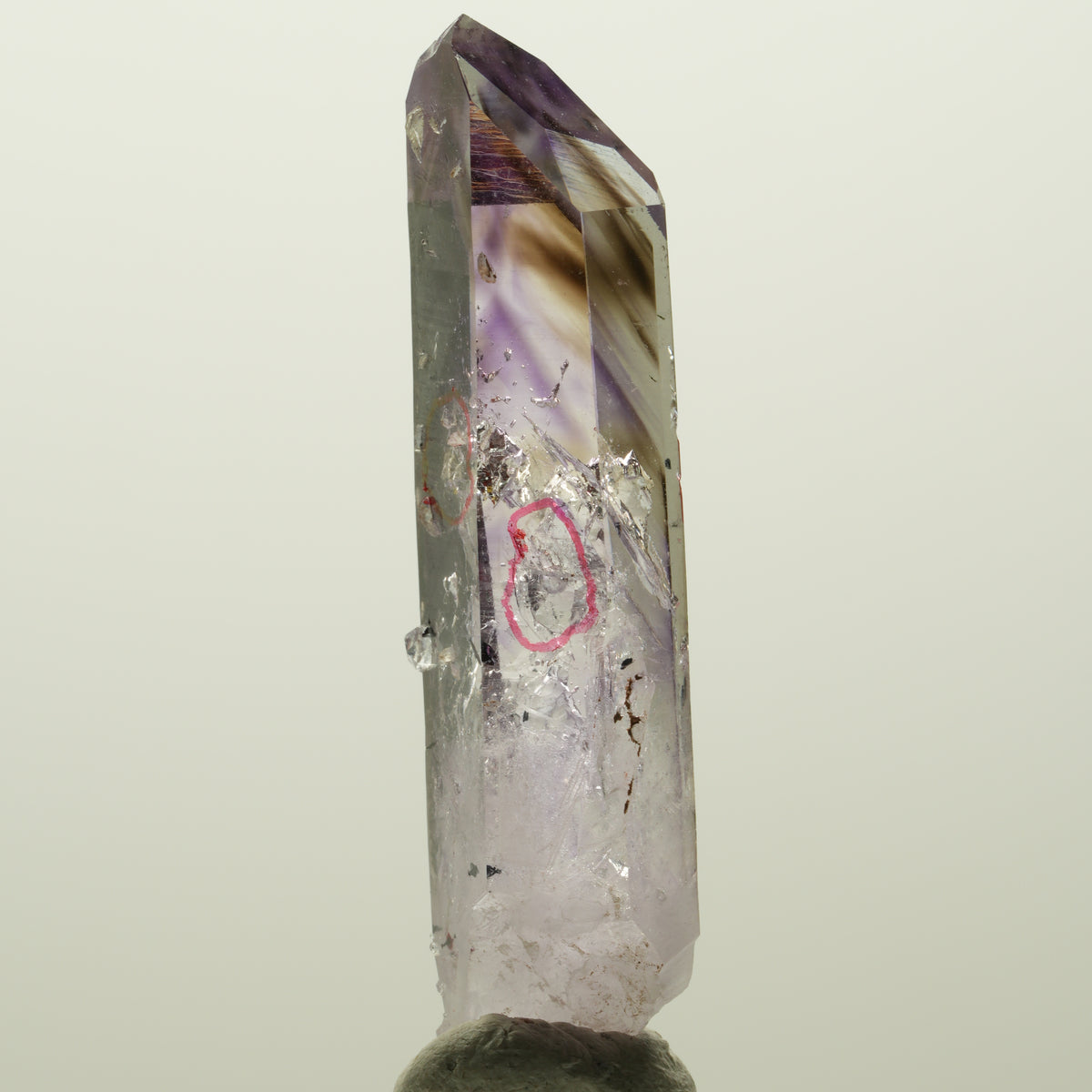 Enhydro Harlekin Phantom Amethyst, Analcim Prehnit 3x Blase Streep Mine Namibia 56*16*14mm #15035