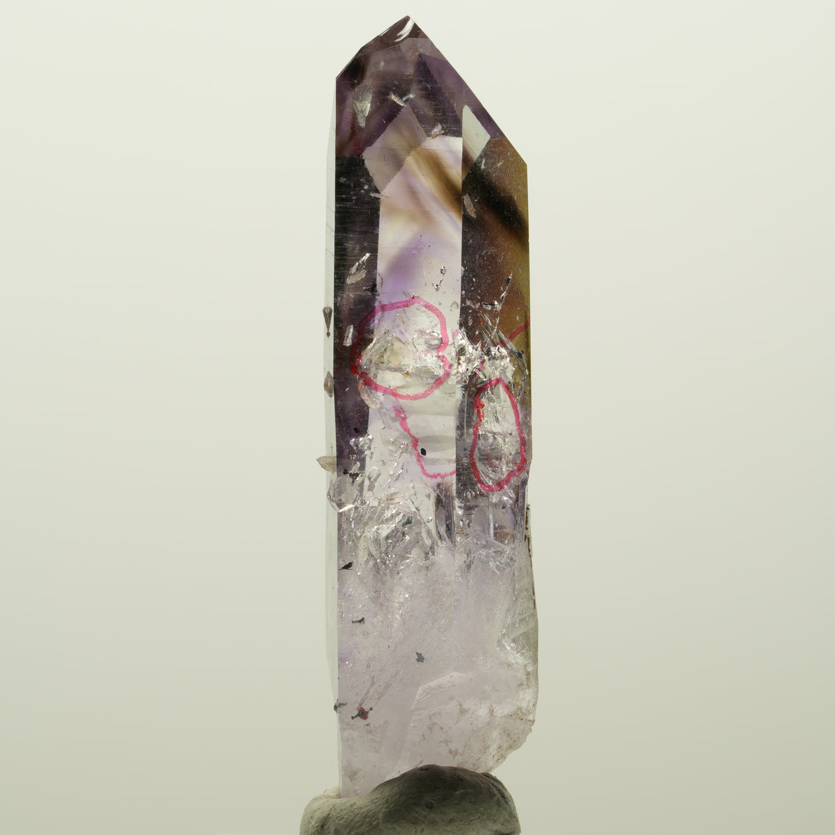Enhydro Harlekin Phantom Amethyst, Analcim Prehnit 3x Blase Streep Mine Namibia 56*16*14mm #15035