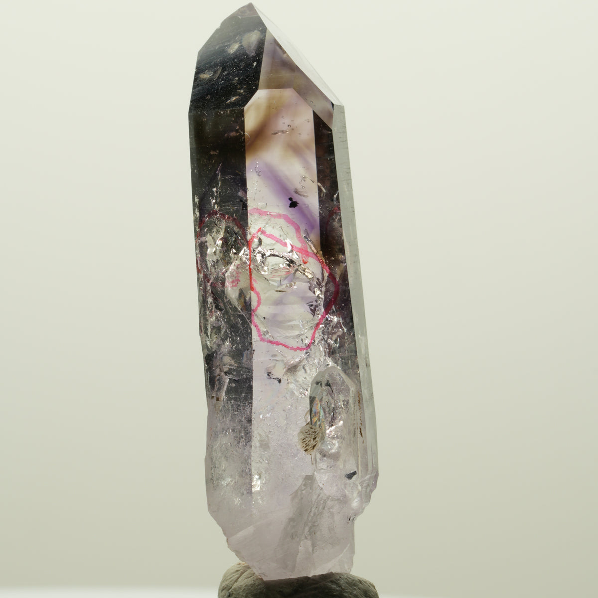 Enhydro Harlekin Phantom Amethyst, Analcim Prehnit 3x Blase Streep Mine Namibia 56*16*14mm #15035