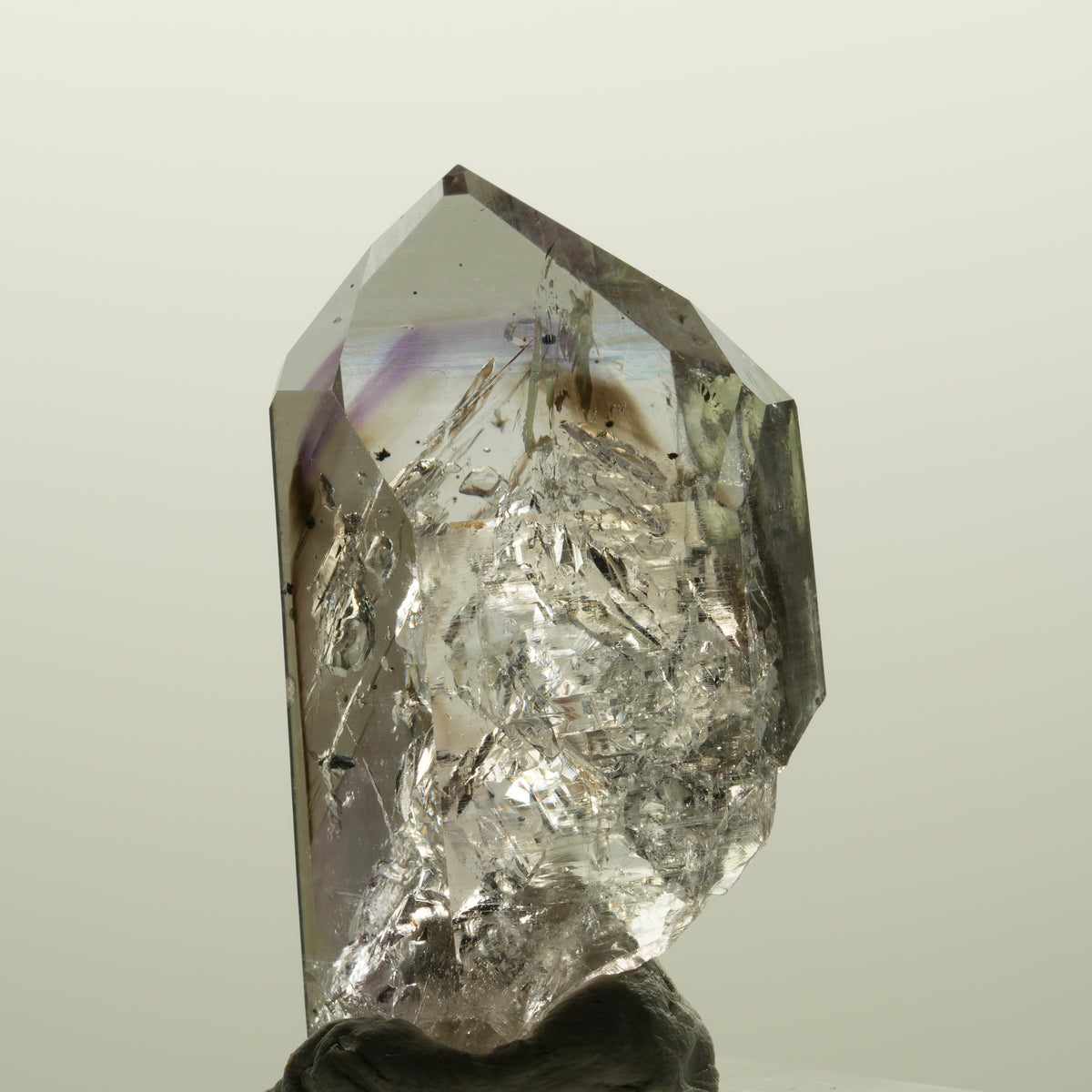 Skelett Phantom Amethyst mit Analcim, Prehnit, Hämatit Streep Mine, Namibia 43*23*16mm #15042