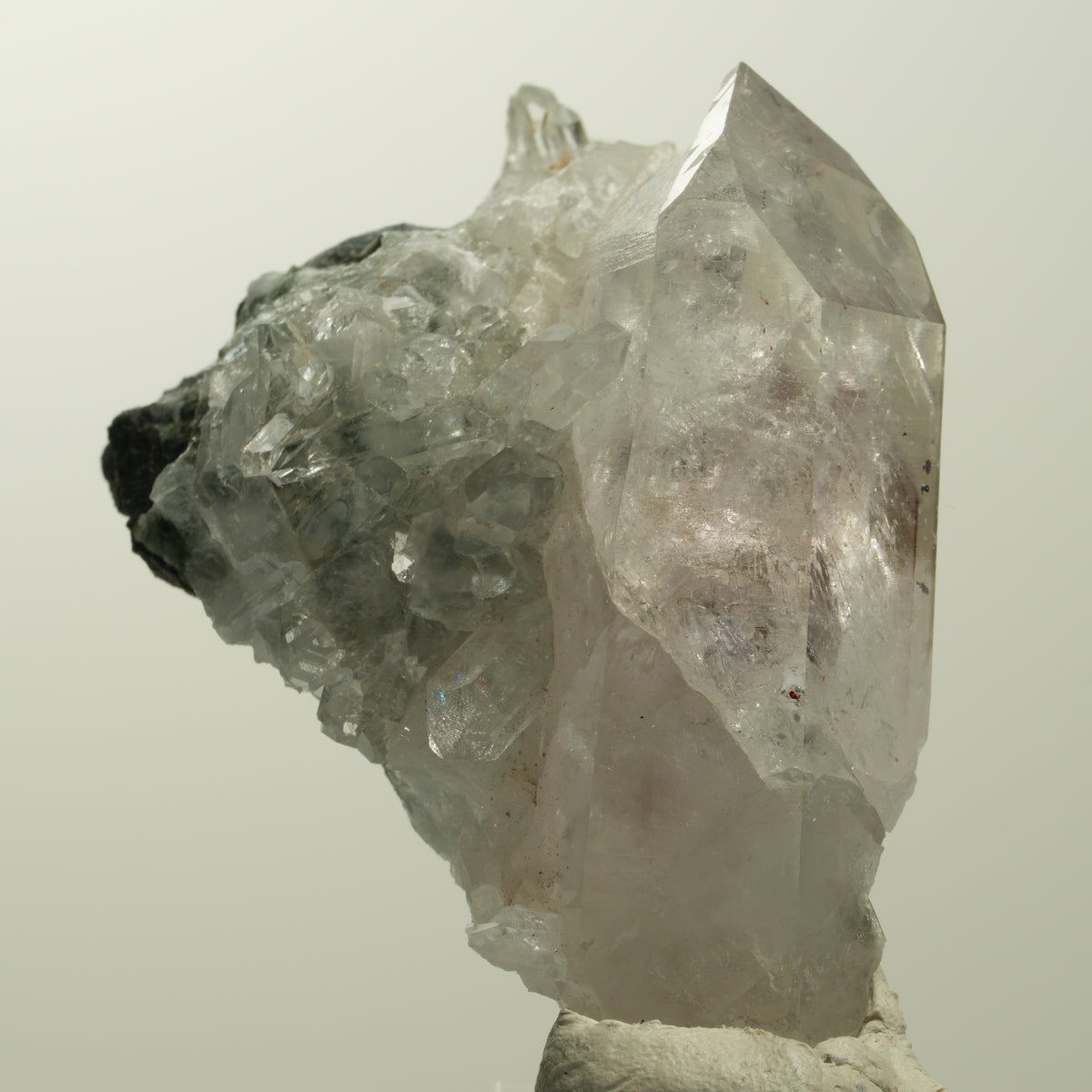 Skelett Phantom Amethyst mit Hämatit, Calcit auf Matrix Streep Mine, Namibia 52*40*34mm #15052
