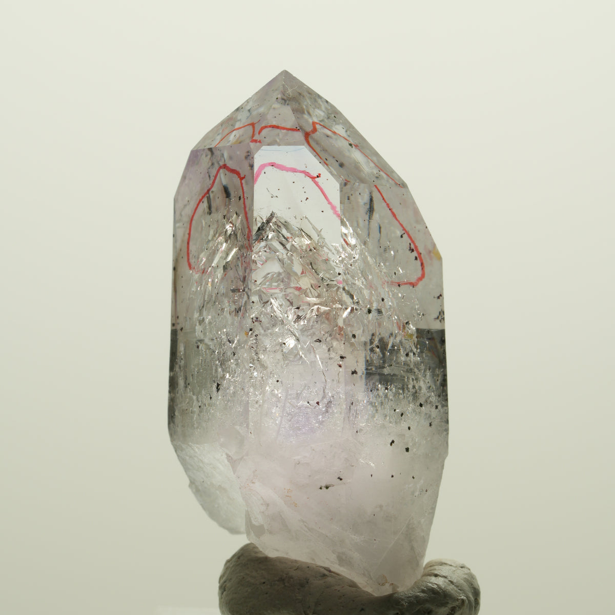 Enhydro Skelett Phantom Amethyst mit Hämatit, große Blase Streep Mine, Namibia 47*26*20mm #15054