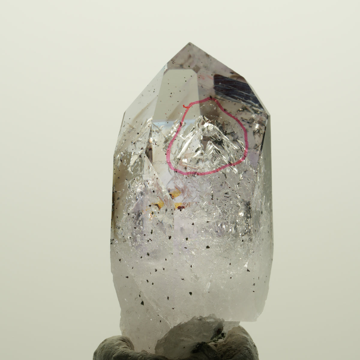 Enhydro Skelett Phantom Amethyst mit Hämatit, große Blase Streep Mine, Namibia 47*26*20mm #15054