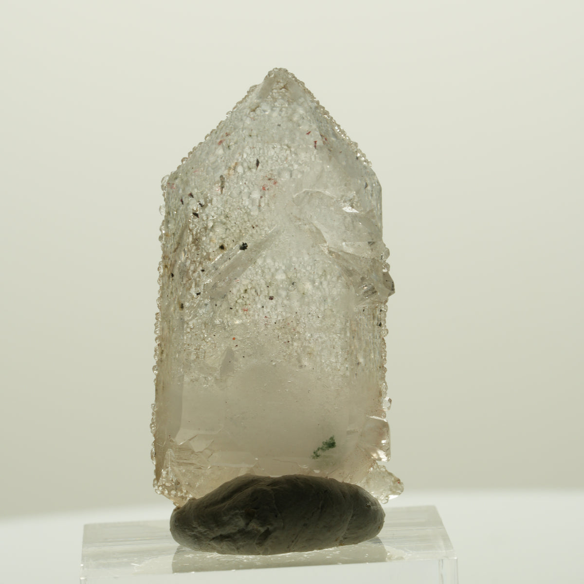 Skelett Rauchquarz Doppelender mit Analcim, Hämatit Streep Mine, Namibia 40*21*13mm #15058
