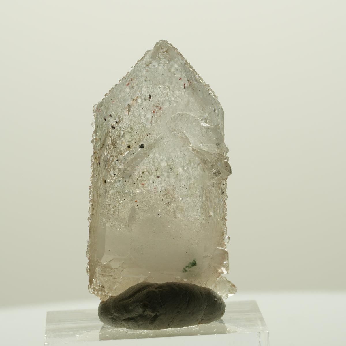 Skelett Rauchquarz Doppelender mit Analcim, Hämatit Streep Mine, Namibia 40*21*13mm #15058