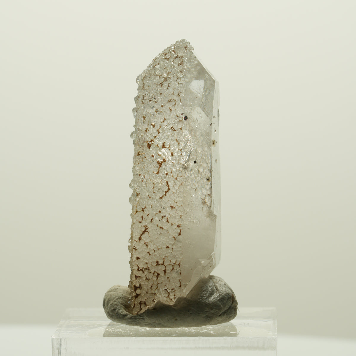 Skelett Rauchquarz Doppelender mit Analcim, Hämatit Streep Mine, Namibia 40*21*13mm #15058