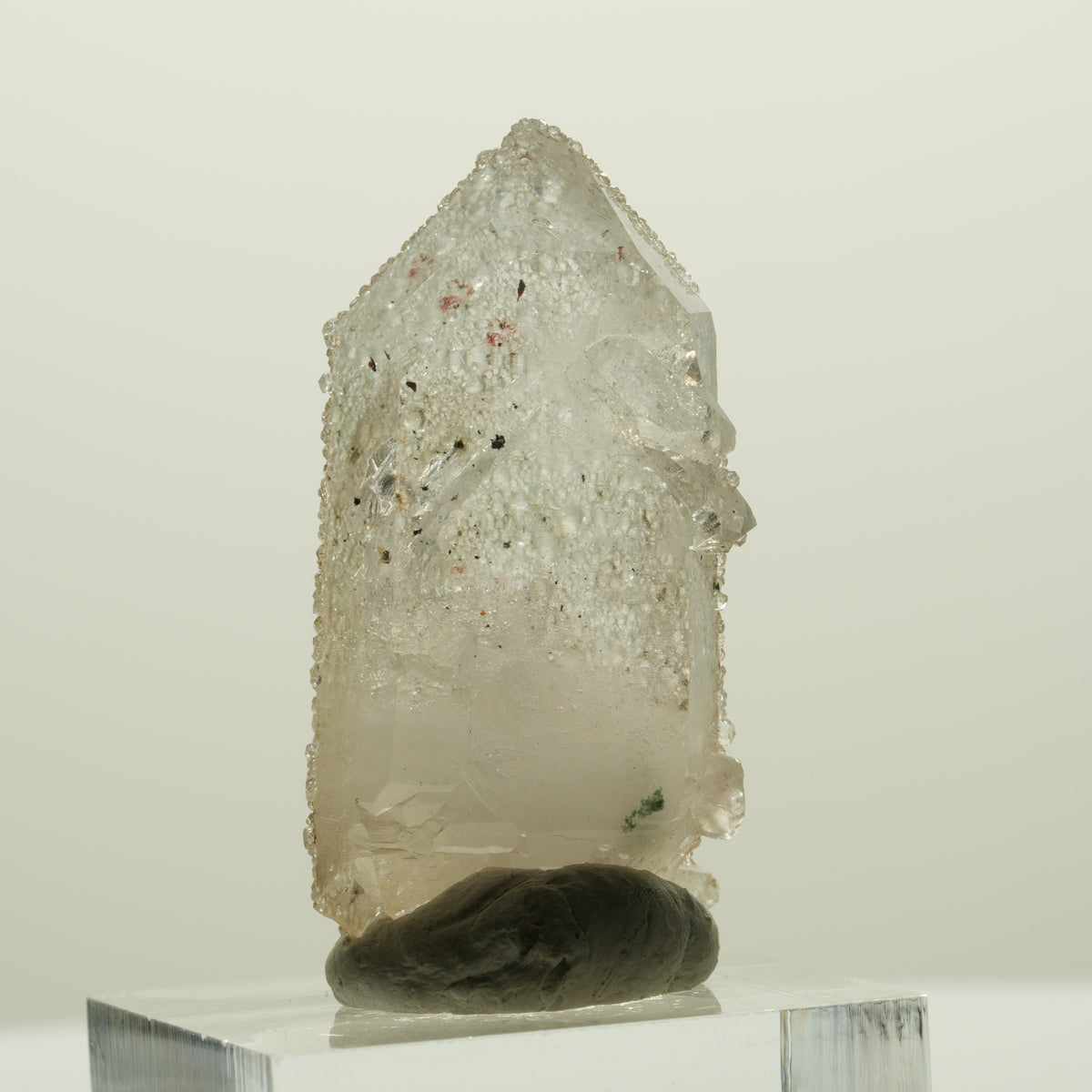 Skelett Rauchquarz Doppelender mit Analcim, Hämatit Streep Mine, Namibia 40*21*13mm #15058