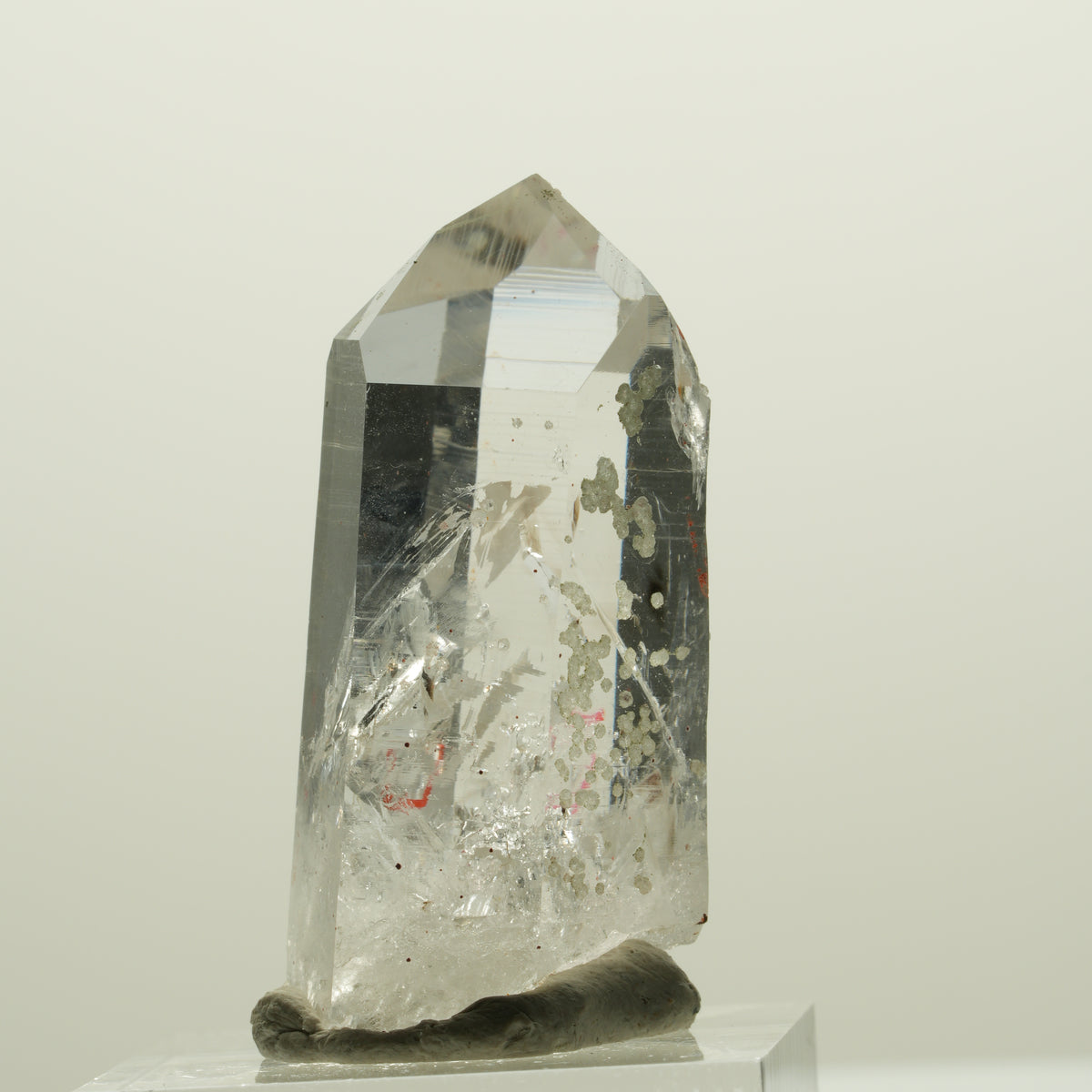Enhydro Quartz fumé fantôme Lemurien, Analcime, Hématiite Streep Mine Namibie 39*20*15mm #15063