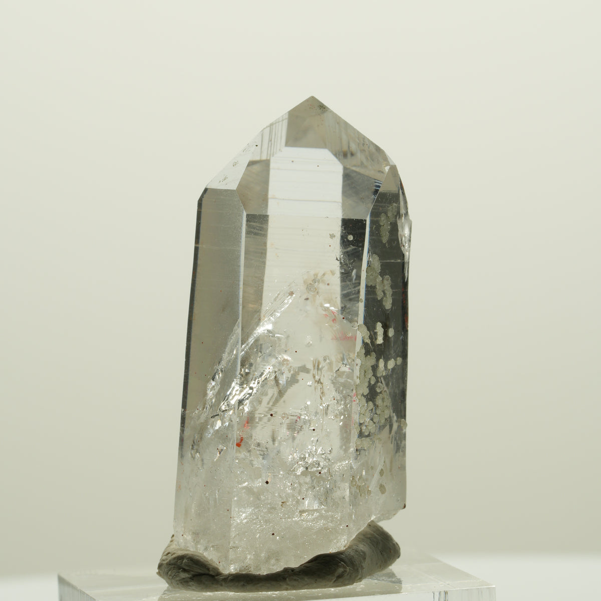 Enhydro Quartz fumé fantôme Lemurien, Analcime, Hématiite Streep Mine Namibie 39*20*15mm #15063