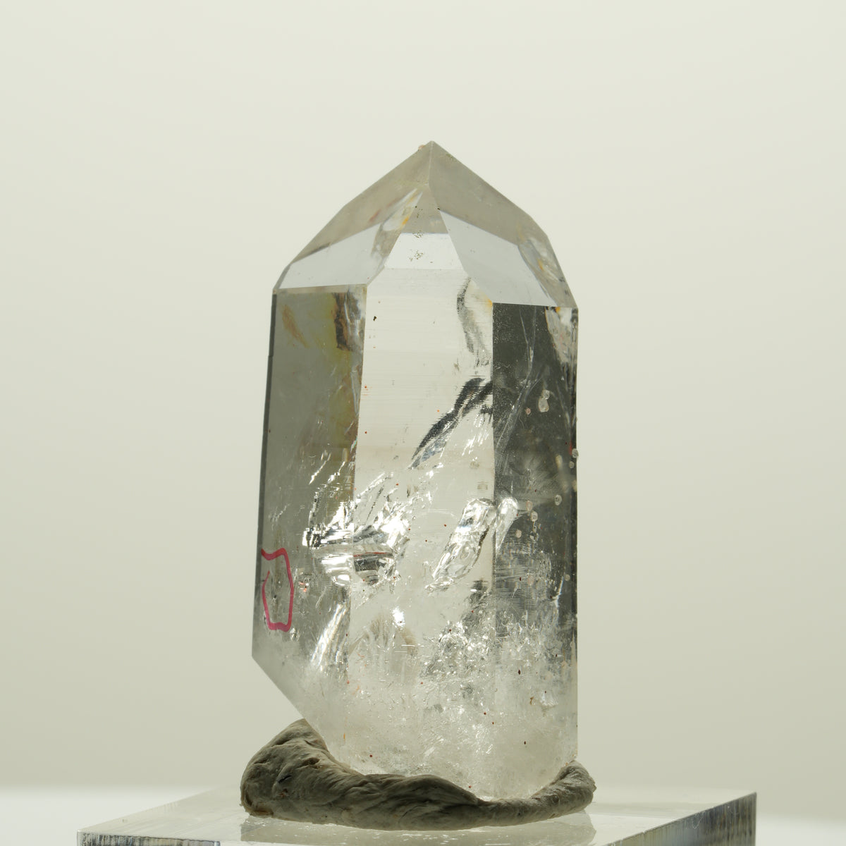 Enhydro Quartz fumé fantôme Lemurien, Analcime, Hématiite Streep Mine Namibie 39*20*15mm #15063
