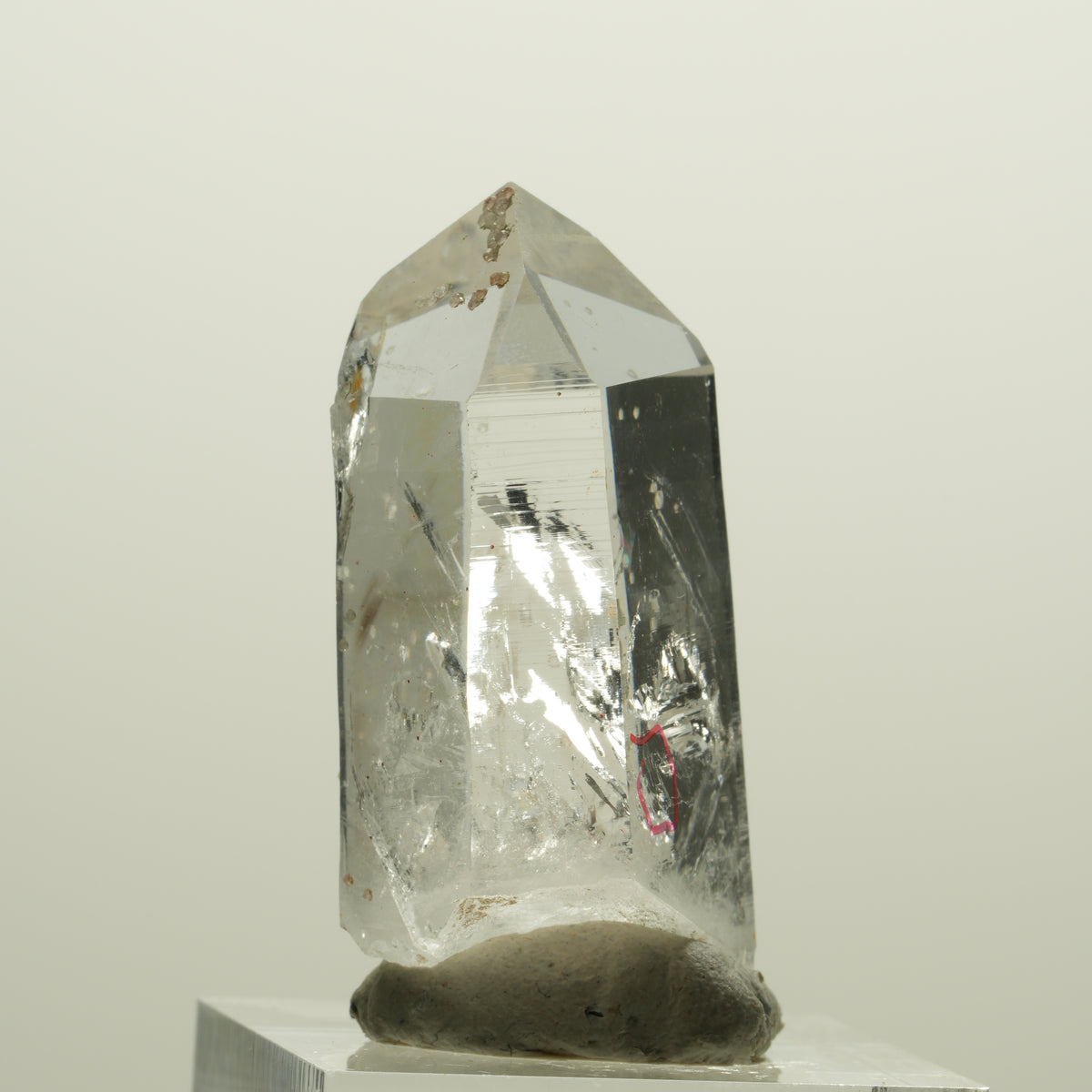 Enhydro Quartz fumé fantôme Lemurien, Analcime, Hématiite Streep Mine Namibie 39*20*15mm #15063