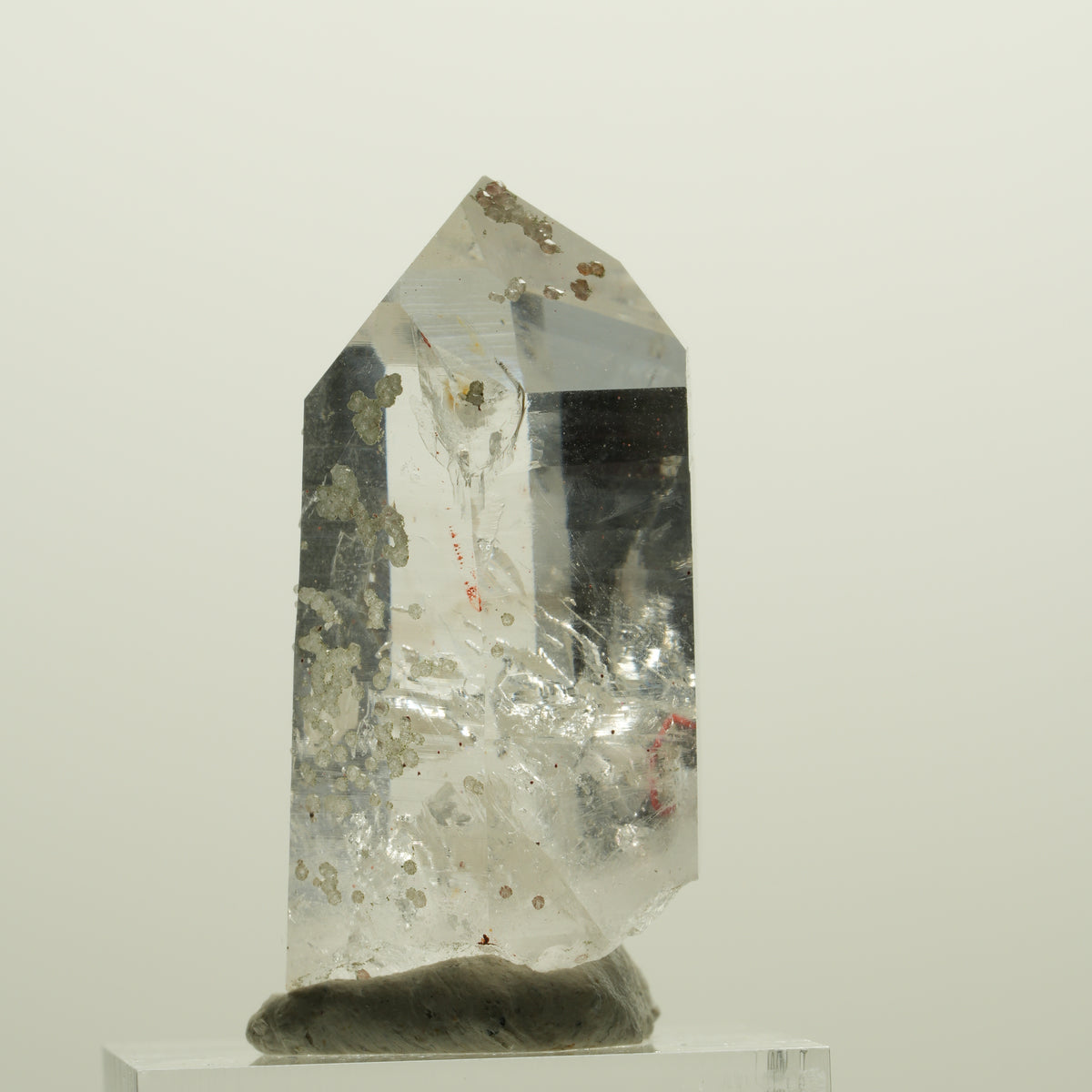 Enhydro Quartz fumé fantôme Lemurien, Analcime, Hématiite Streep Mine Namibie 39*20*15mm #15063
