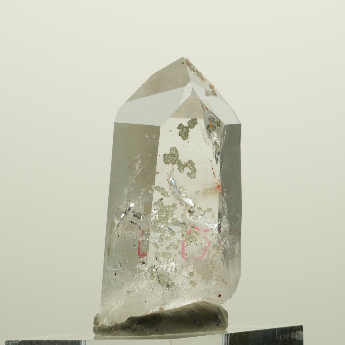 Enhydro Quartz fumé fantôme Lemurien, Analcime, Hématiite Streep Mine Namibie 39*20*15mm #15063