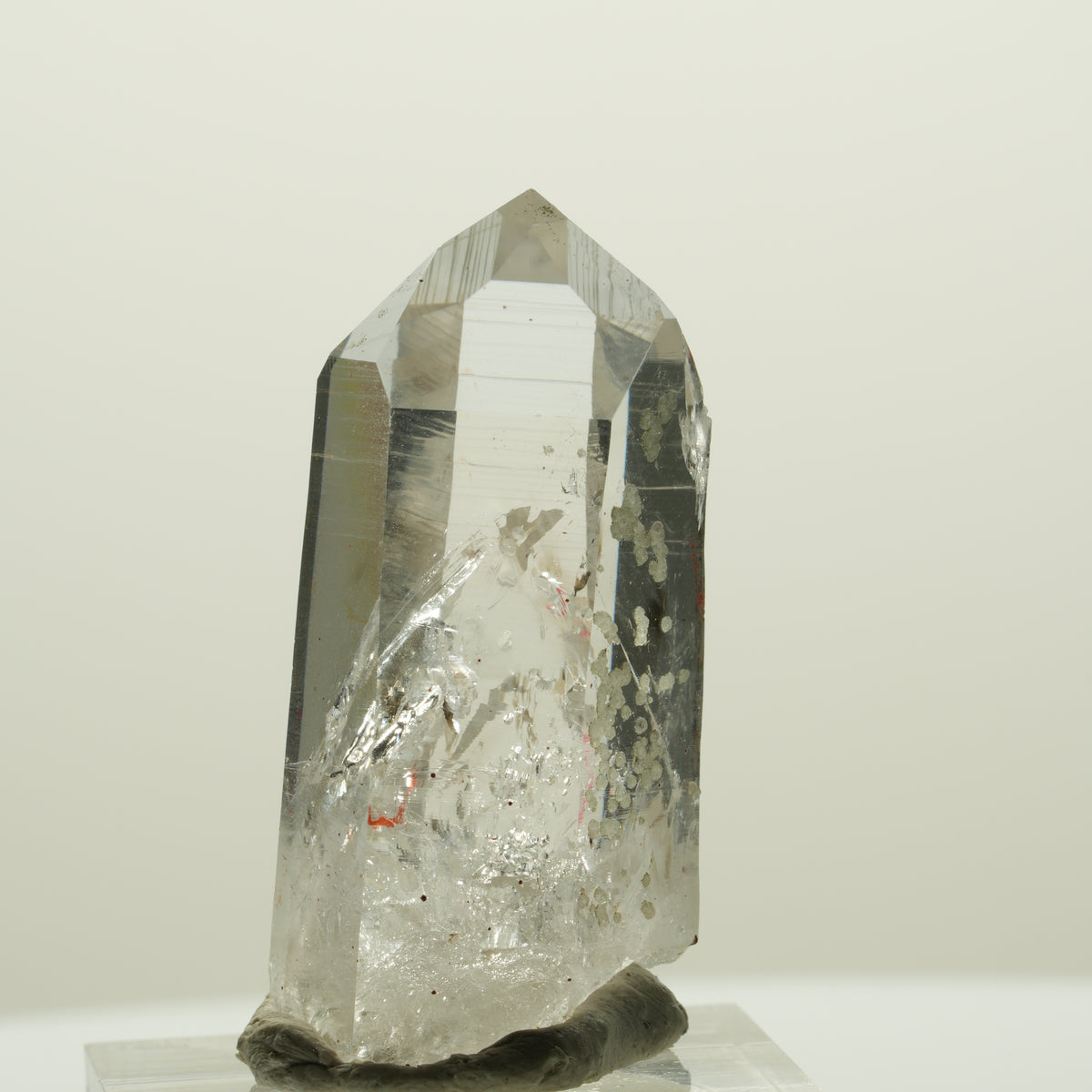 Enhydro Quartz fumé fantôme Lemurien, Analcime, Hématiite Streep Mine Namibie 39*20*15mm #15063