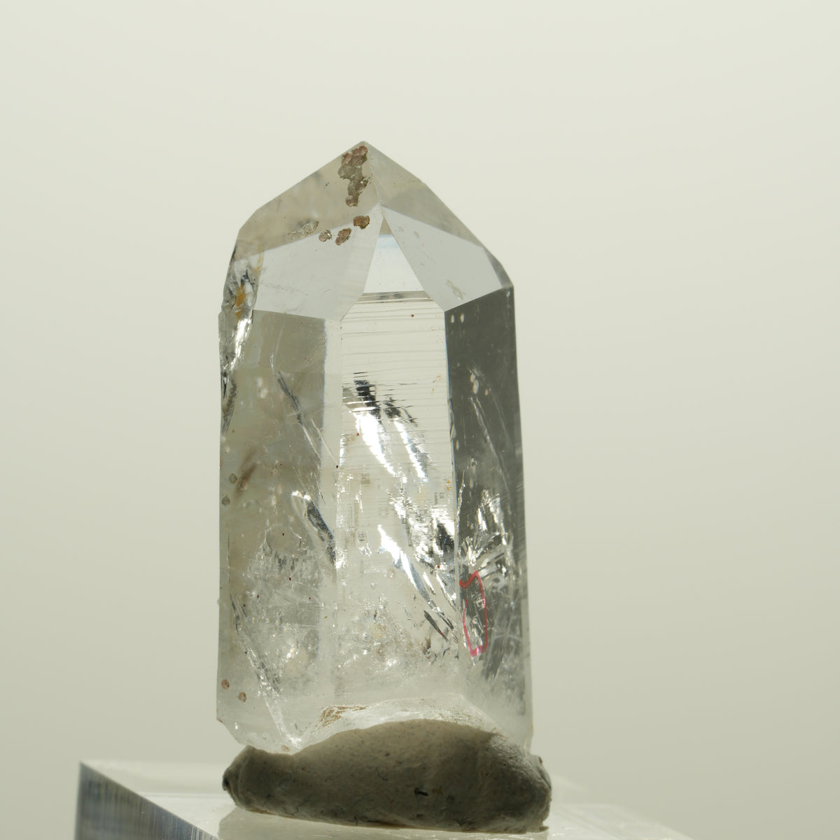 Enhydro Quartz fumé fantôme Lemurien, Analcime, Hématiite Streep Mine Namibie 39*20*15mm #15063