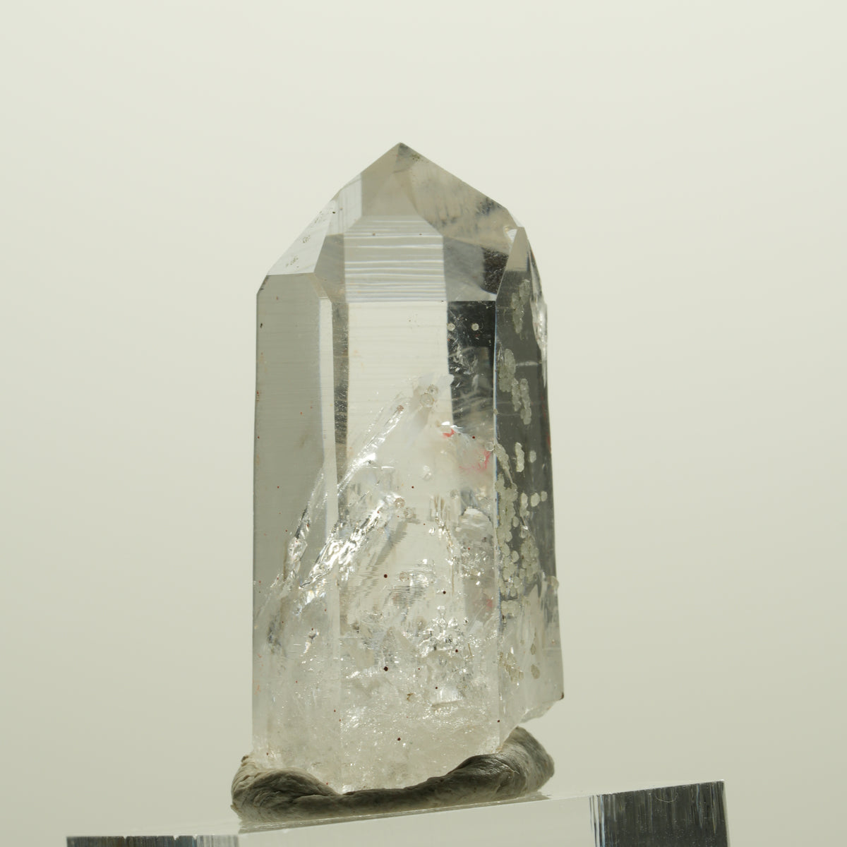 Enhydro Quartz fumé fantôme Lemurien, Analcime, Hématiite Streep Mine Namibie 39*20*15mm #15063