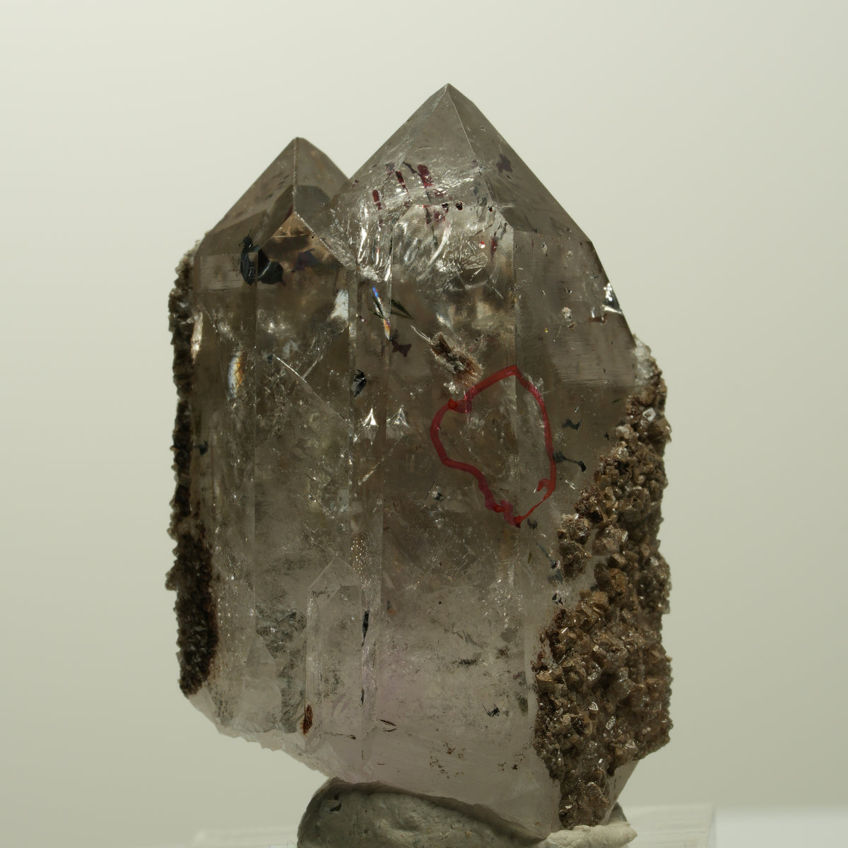 Enhydro Harlekin Phantom Rauchquarz, Analcim, Epidot Streep Mine Namibia 42*33*25mm #15068