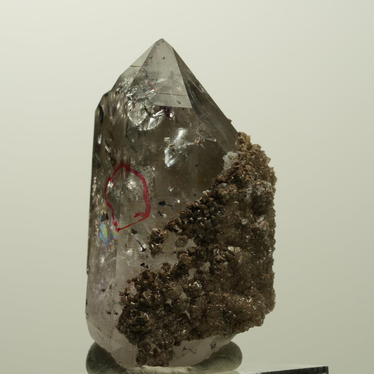 Enhydro Harlekin Phantom Rauchquarz, Analcim, Epidot Streep Mine Namibia 42*33*25mm #15068