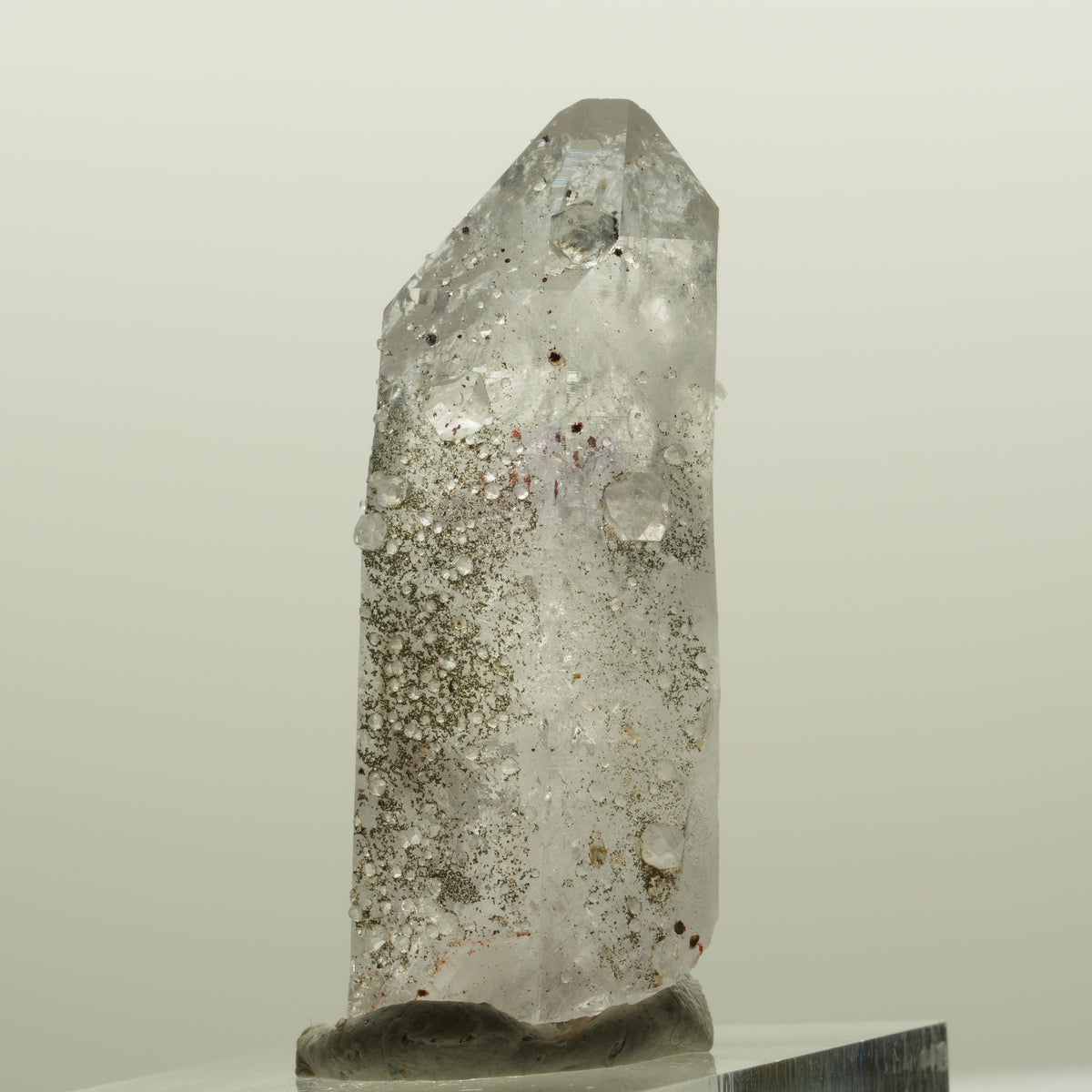 Harlekin Lemurian Skelett Phantom Amethyst mit Analcim Streep Mine, Namibia 41*16*15mm #15081