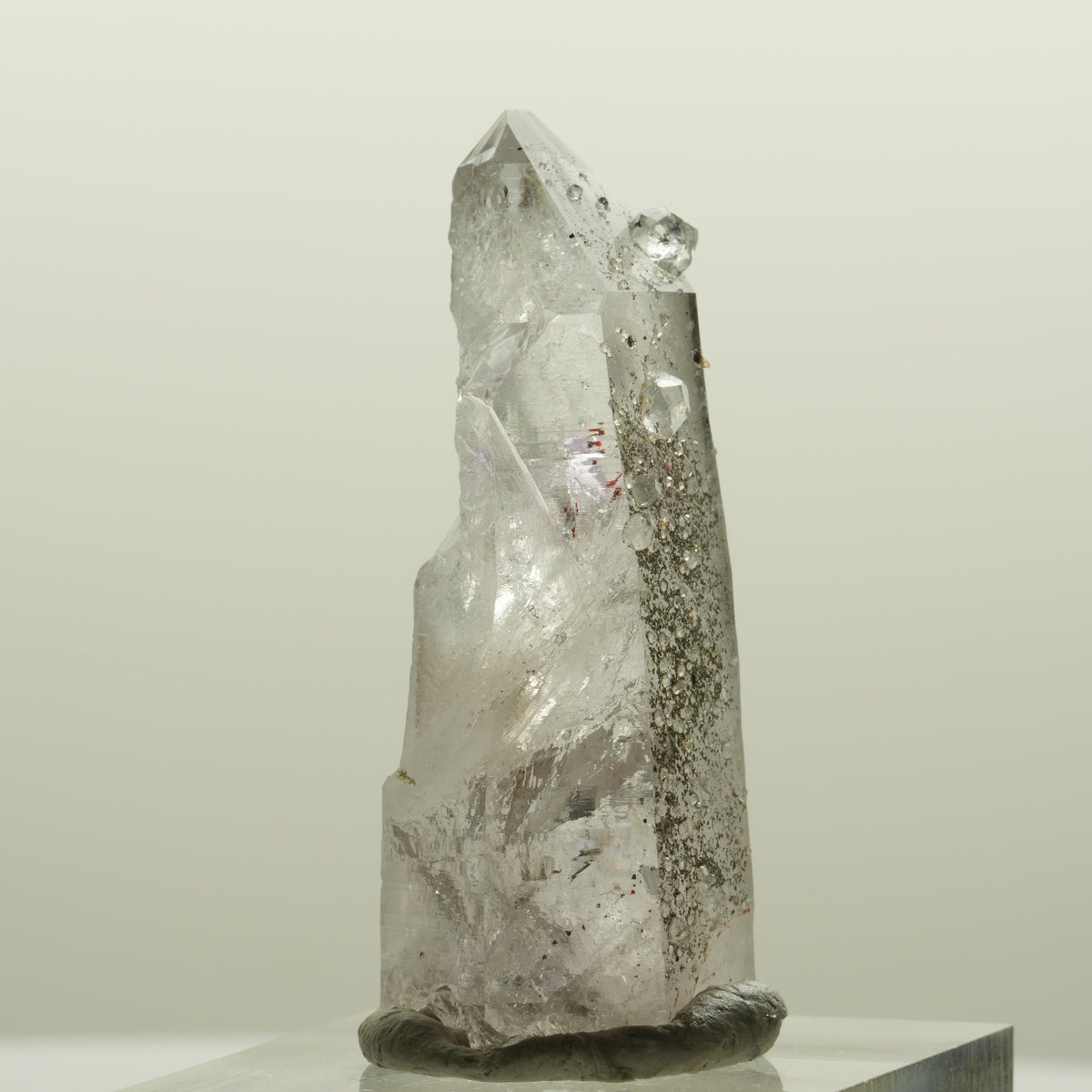 Harlekin Lemurian Skelett Phantom Amethyst mit Analcim Streep Mine, Namibia 41*16*15mm #15081