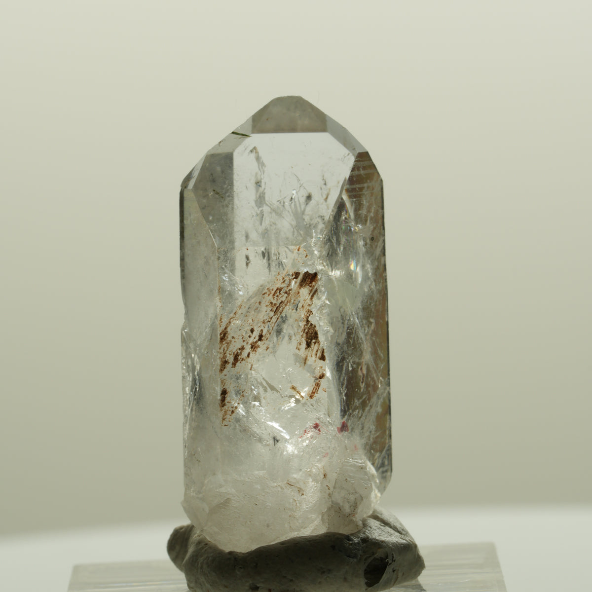 Harlekin Skelett Phantom Rauchquarz mit Prehnit, Epidot Streep Mine, Namibia 33*14*12mm #15084