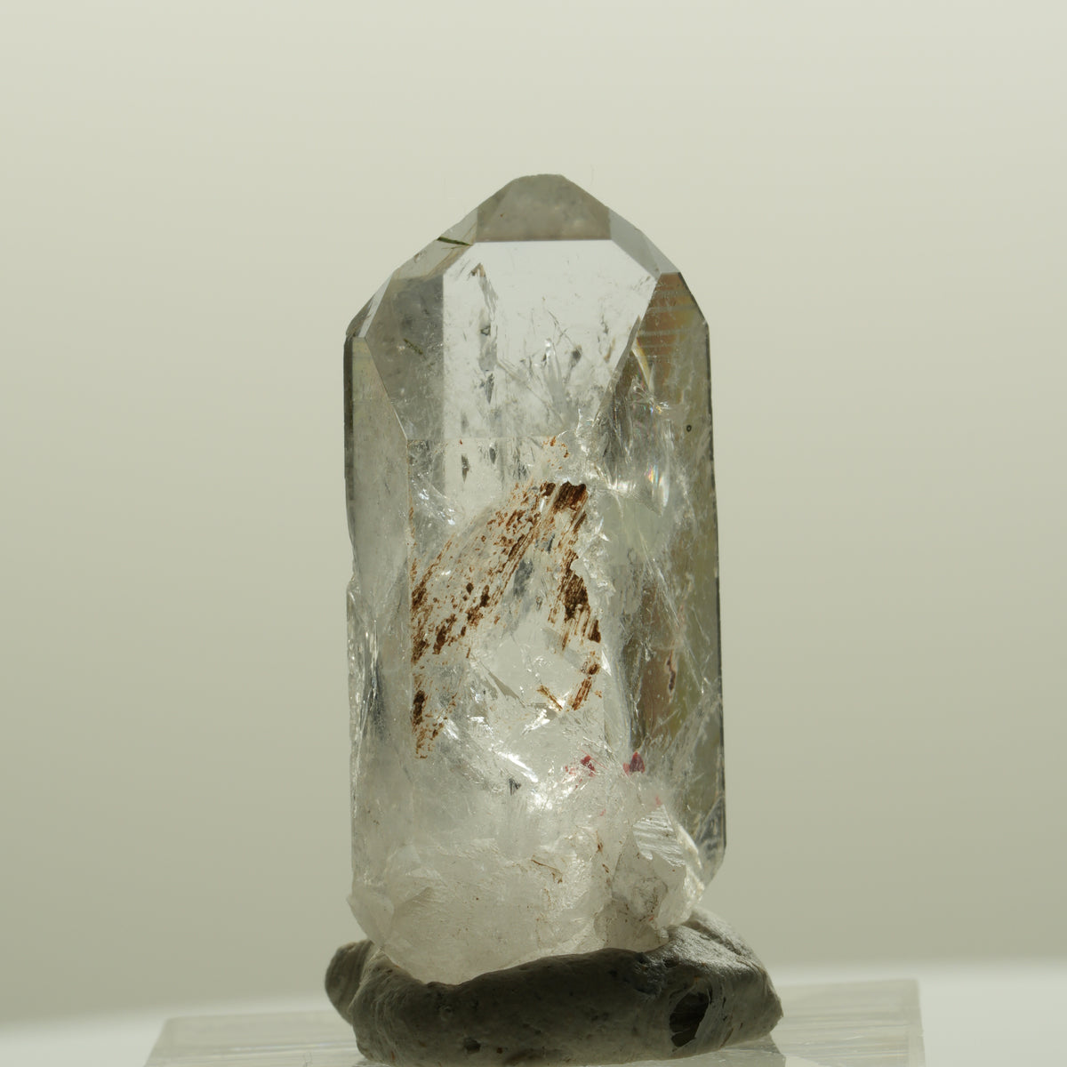 Harlekin Skelett Phantom Rauchquarz mit Prehnit, Epidot Streep Mine, Namibia 33*14*12mm #15084