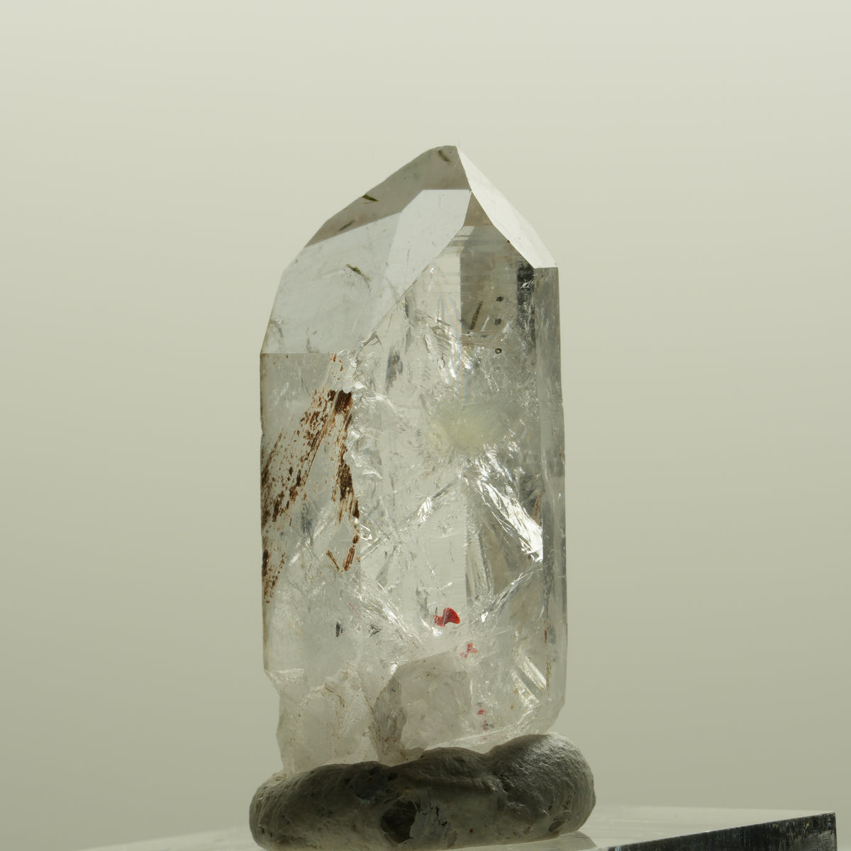 Harlekin Skelett Phantom Rauchquarz mit Prehnit, Epidot Streep Mine, Namibia 33*14*12mm #15084