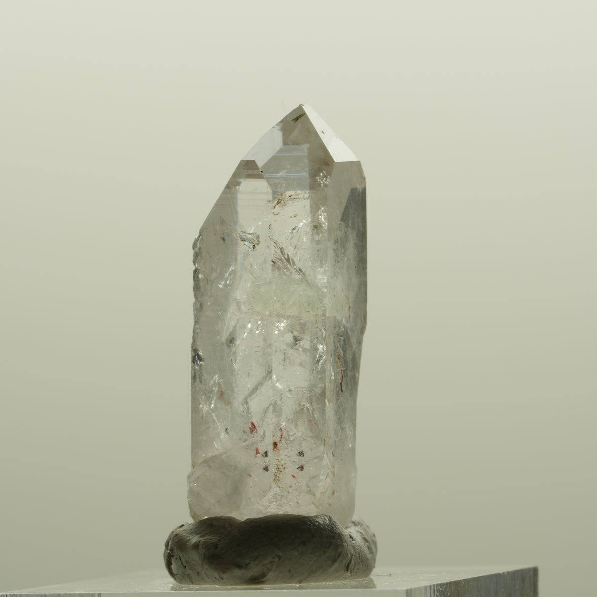 Harlekin Skelett Phantom Rauchquarz mit Prehnit, Epidot Streep Mine, Namibia 33*14*12mm #15084
