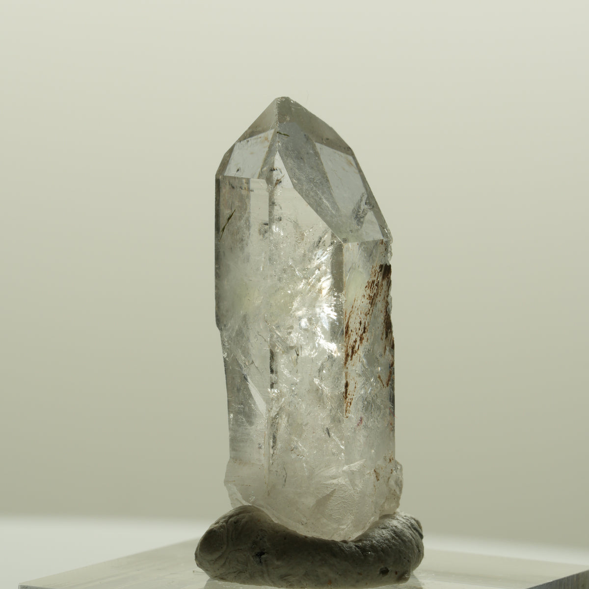 Harlekin Skelett Phantom Rauchquarz mit Prehnit, Epidot Streep Mine, Namibia 33*14*12mm #15084