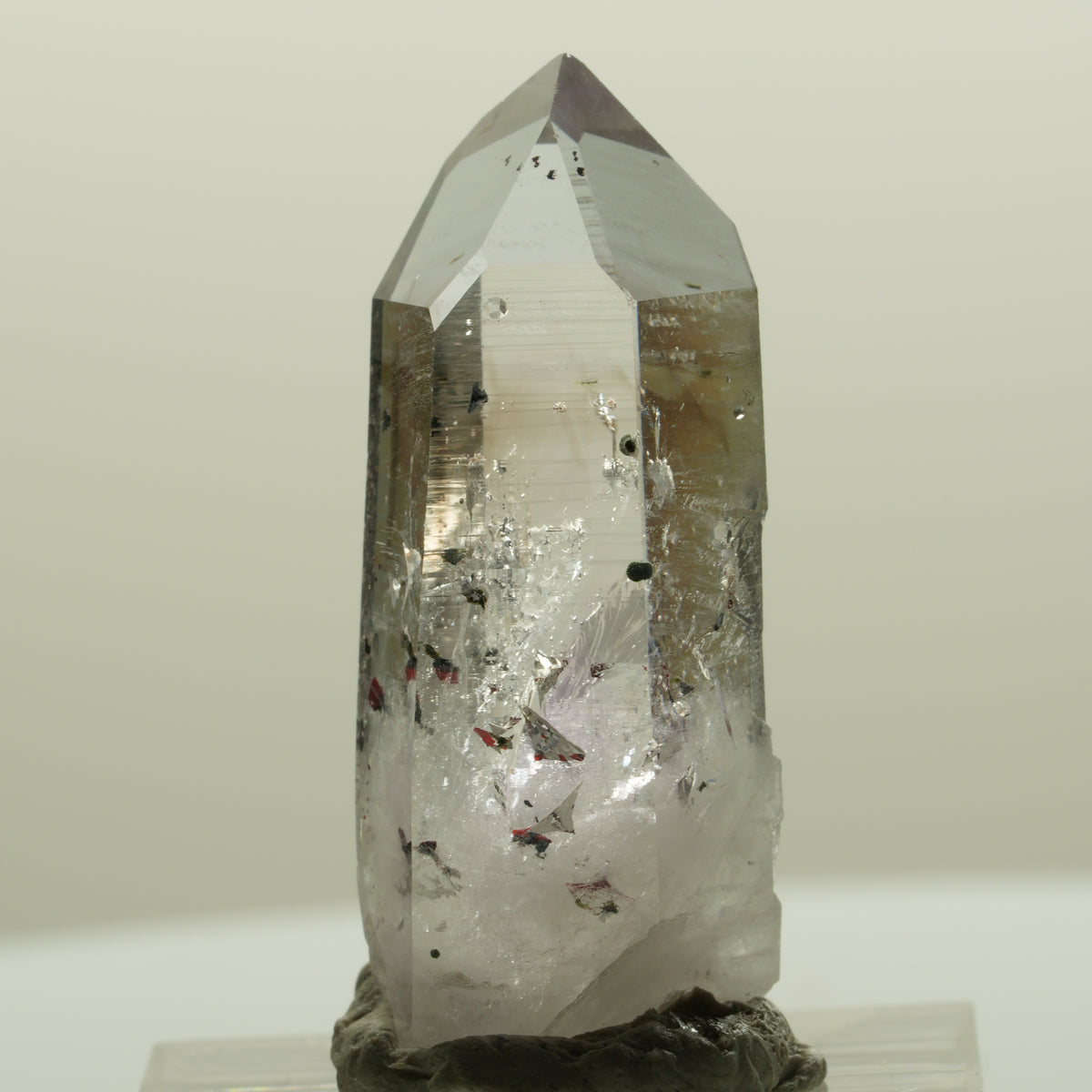 Harlekin Lemurian Phantom Amethyst mit Analcim Streep Mine, Namibia 35*14*13mm #15088