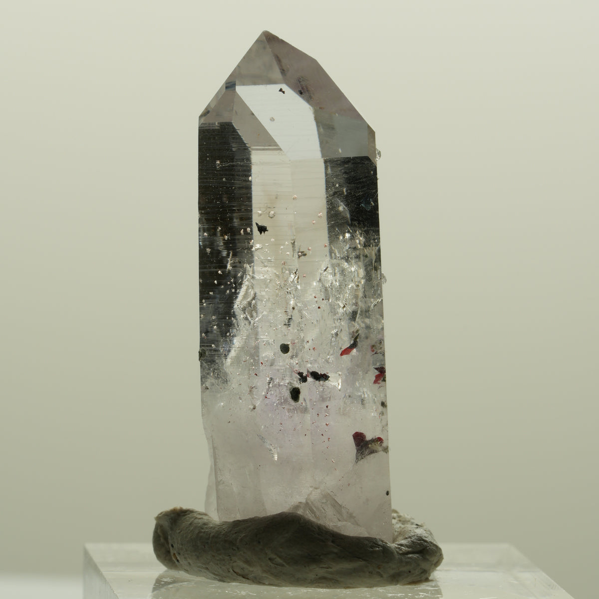 Harlekin Lemurian Phantom Amethyst mit Analcim Streep Mine, Namibia 35*14*13mm #15088