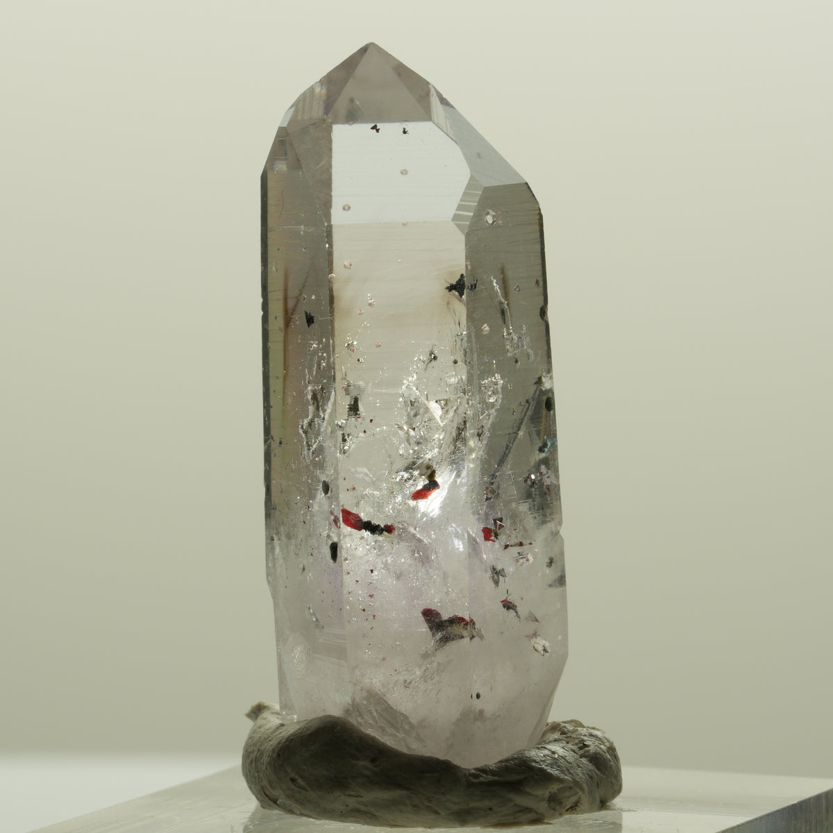 Harlekin Lemurian Phantom Amethyst mit Analcim Streep Mine, Namibia 35*14*13mm #15088