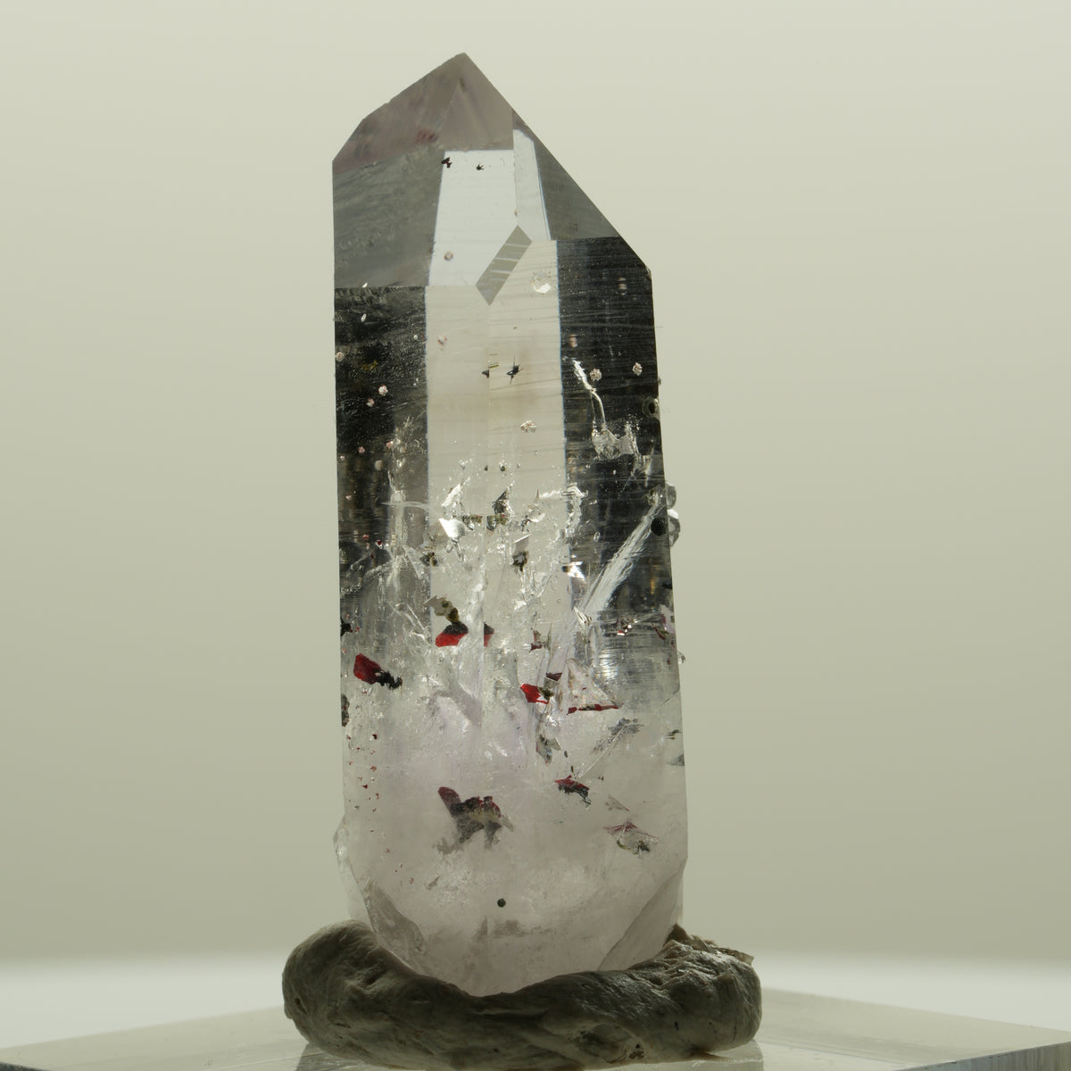 Harlekin Lemurian Phantom Amethyst mit Analcim Streep Mine, Namibia 35*14*13mm #15088
