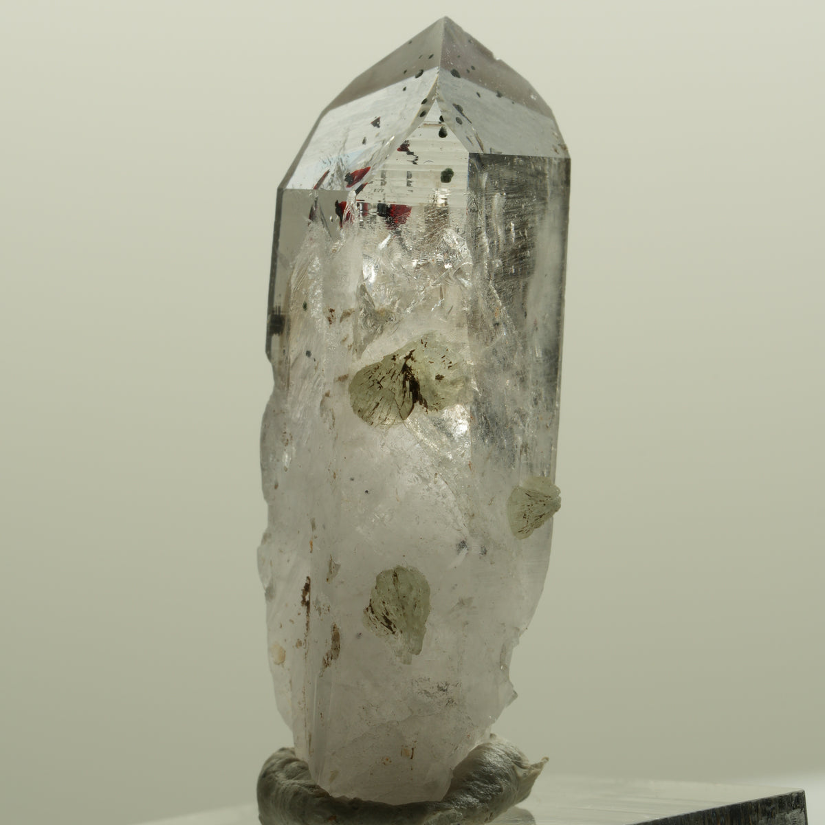 Harlekin Lemurian Skelett Phantom Amethyst mit Prehnit Streep Mine, Namibia 39*16*12mm #15090