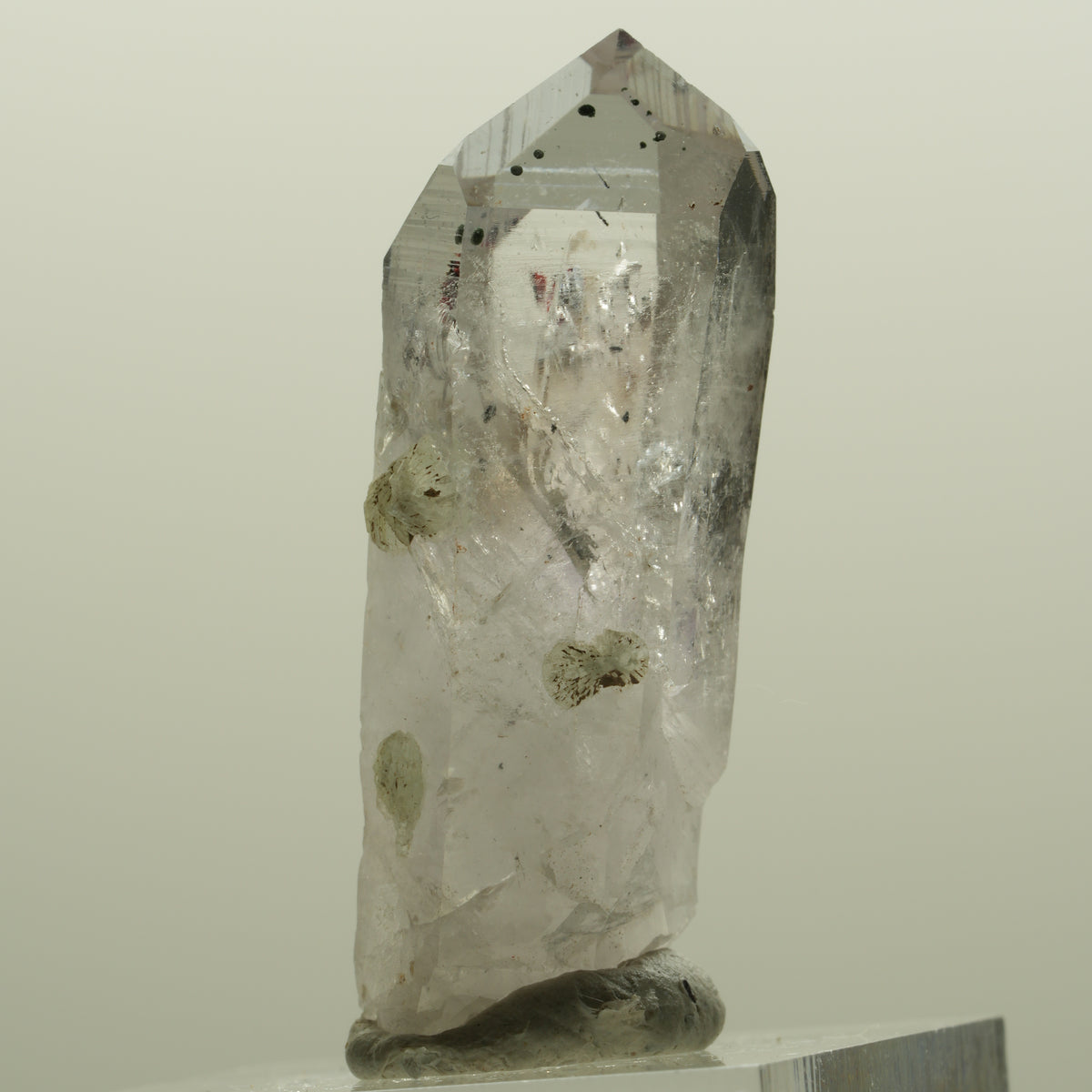 Harlekin Lemurian Skelett Phantom Amethyst mit Prehnit Streep Mine, Namibia 39*16*12mm #15090