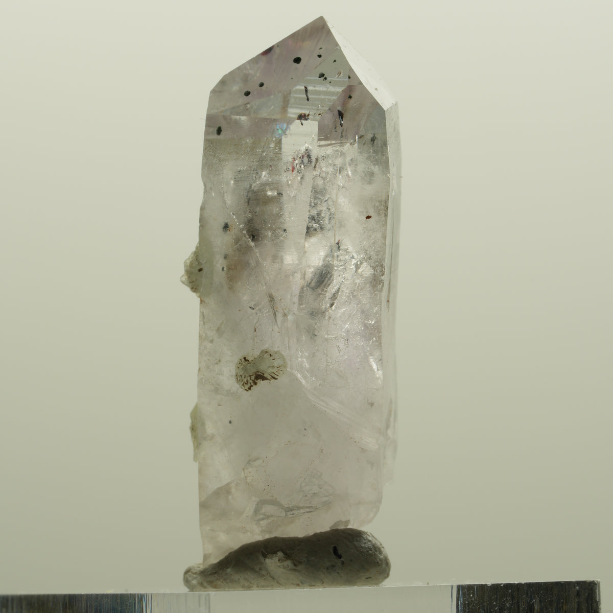 Harlekin Lemurian Skelett Phantom Amethyst mit Prehnit Streep Mine, Namibia 39*16*12mm #15090